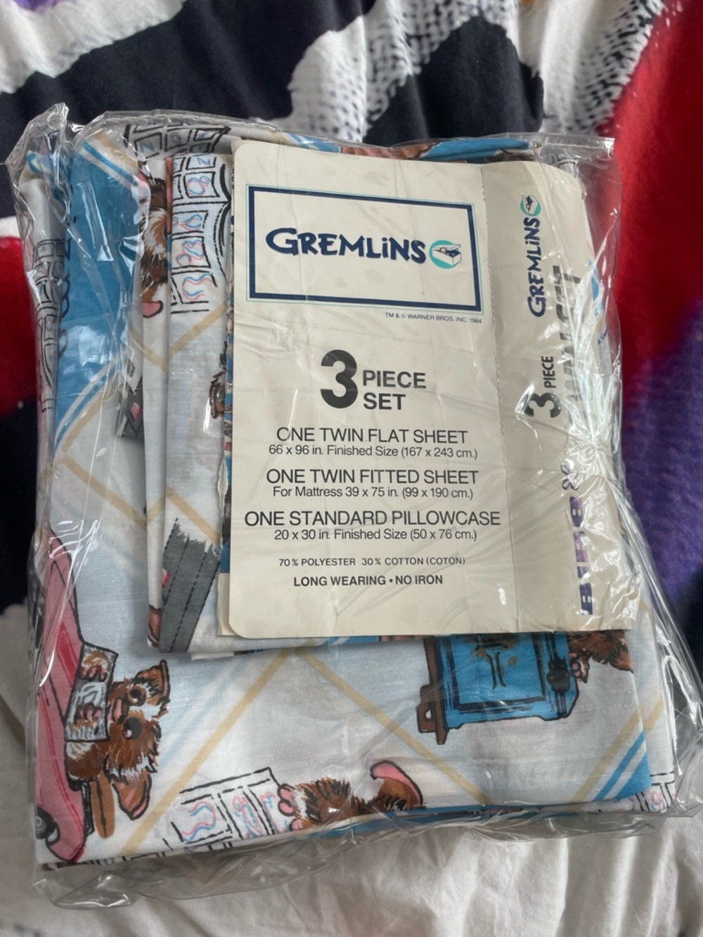 Gremlins Twin Sheet Set - Light Blue Character Print (3-Piece)